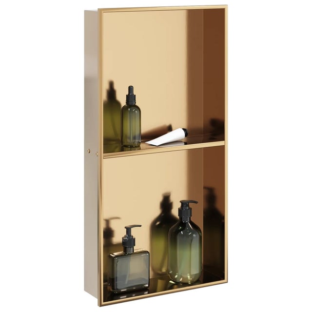 Niche de douche doré brossé 32 x 62 x 9 cm acier inoxydable