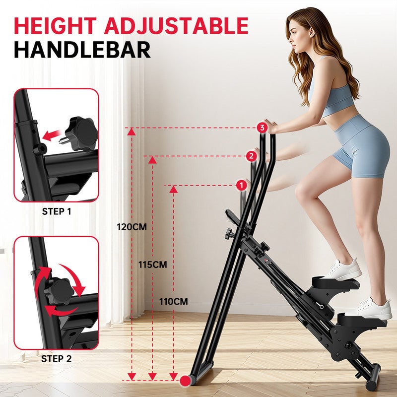 Stepper de escada vertical com tela LCD,RATTANTREE guiador ajustável e pedais antiderrapantes,stepper de escada de profissional,capacidade 150 kg - 4