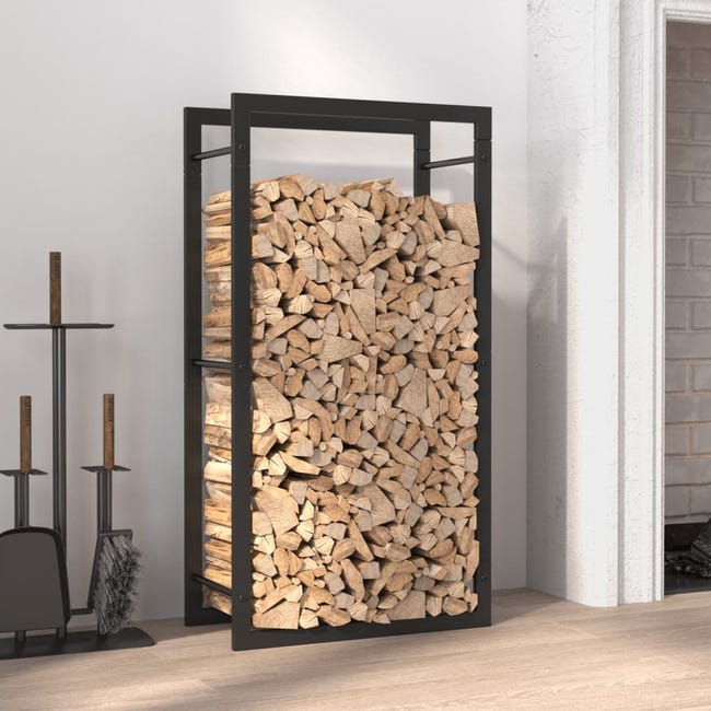 Stojak na drewno opałowe Matowy czarny 50x28x94 cm Stal
