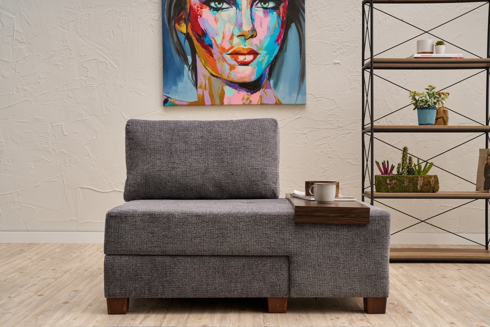 Fauteuil rond individuel en mousse chenille gris, sans montage ASTRALQUE