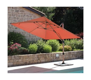 Parasol déporté 4x3m - effet bois - Terracotta- TOPAZE