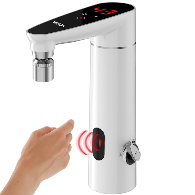 Przepływowy podgrzewacz wody łazienkowy pionowy, automatyczny, wyświetlacz, biały VA0320 VAYOX