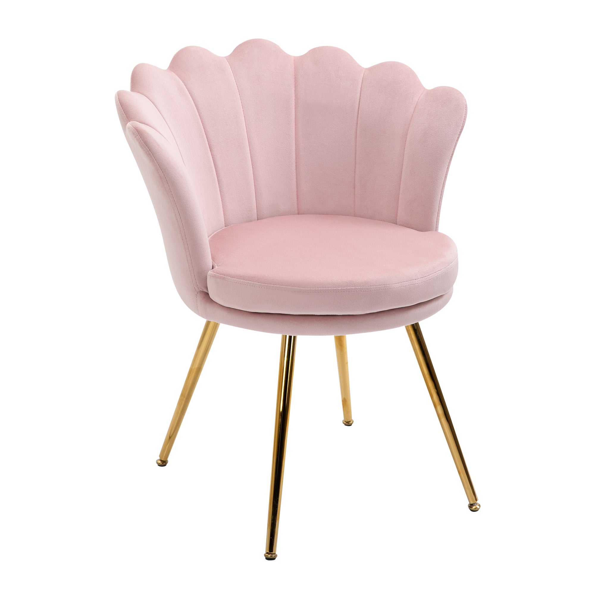 Chaise design coquillage pieds métal dorés effilés velours - 5