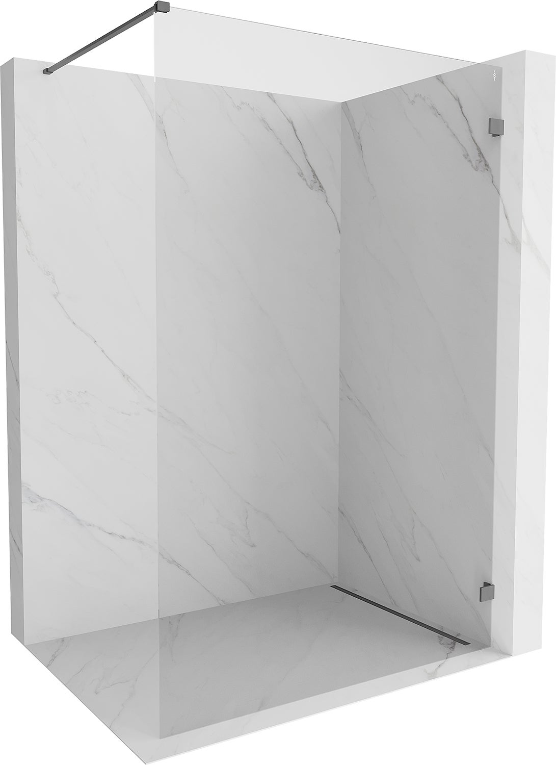 Mexen Lunar ścianka prysznicowa Walk-in prawa 60 x 200 cm, transparent 8 mm, gun metal - 830-060-000-95-00-P