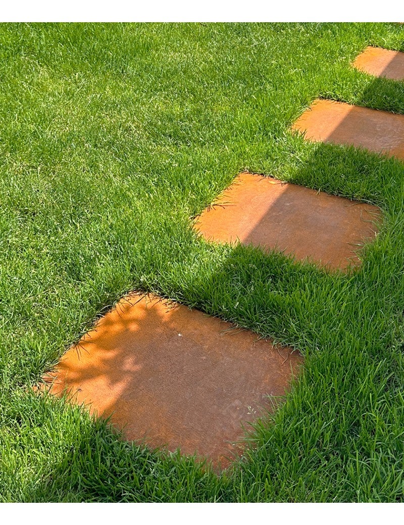 Lot 5 Pas Japonais Métal Acier Corten Brut 50x40 Cm - madecoupesurmesure - 2