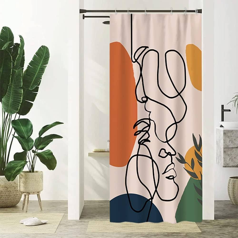 Abstrakcyjna zasłona prysznicowa, odporna na pleśń i wodoodporna, zmywalna, z poliestru, 90x180 cm
