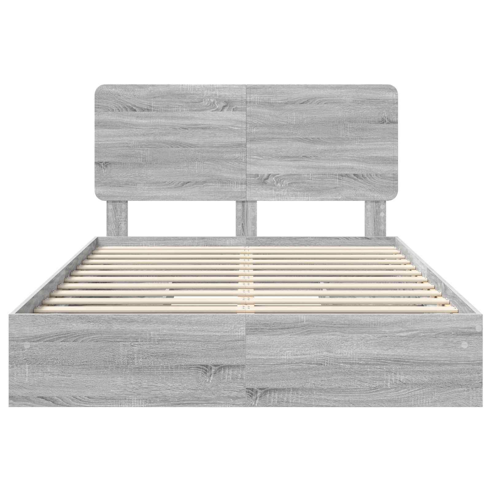 Lit avec rangement, panneau de bois, gris, pour la chambre, 140 × 200 cm - 8