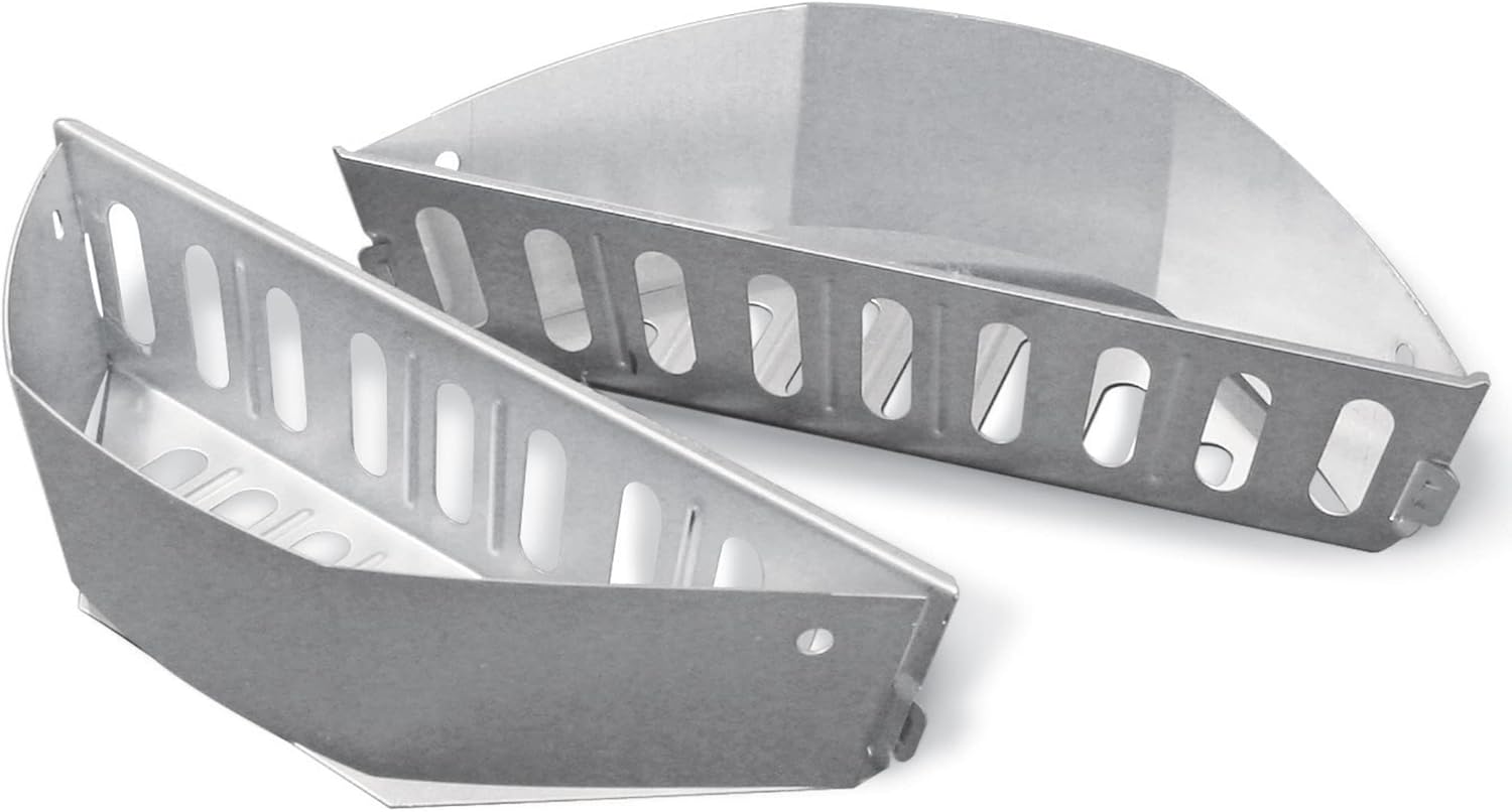 2 Paniers à Charbon Argentés Pour Barbecue – Porte-briquettes 38,5 X 11 X 7,5 Cm