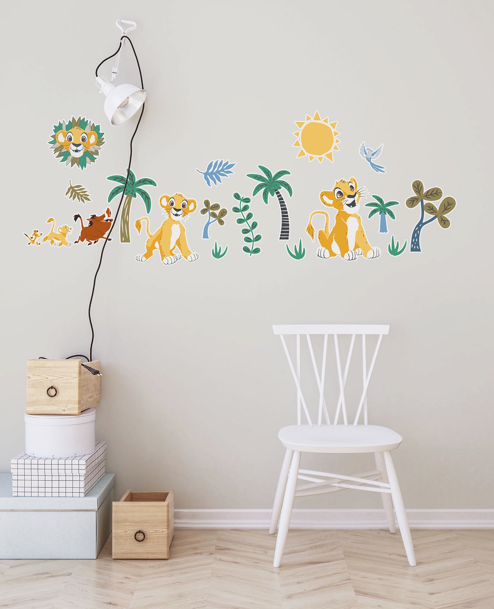 Naklejka na ścianę odległa oaza Króla Lwa żółtym,zielonymIniebieskim - 50 x 70 cm - DISNEY