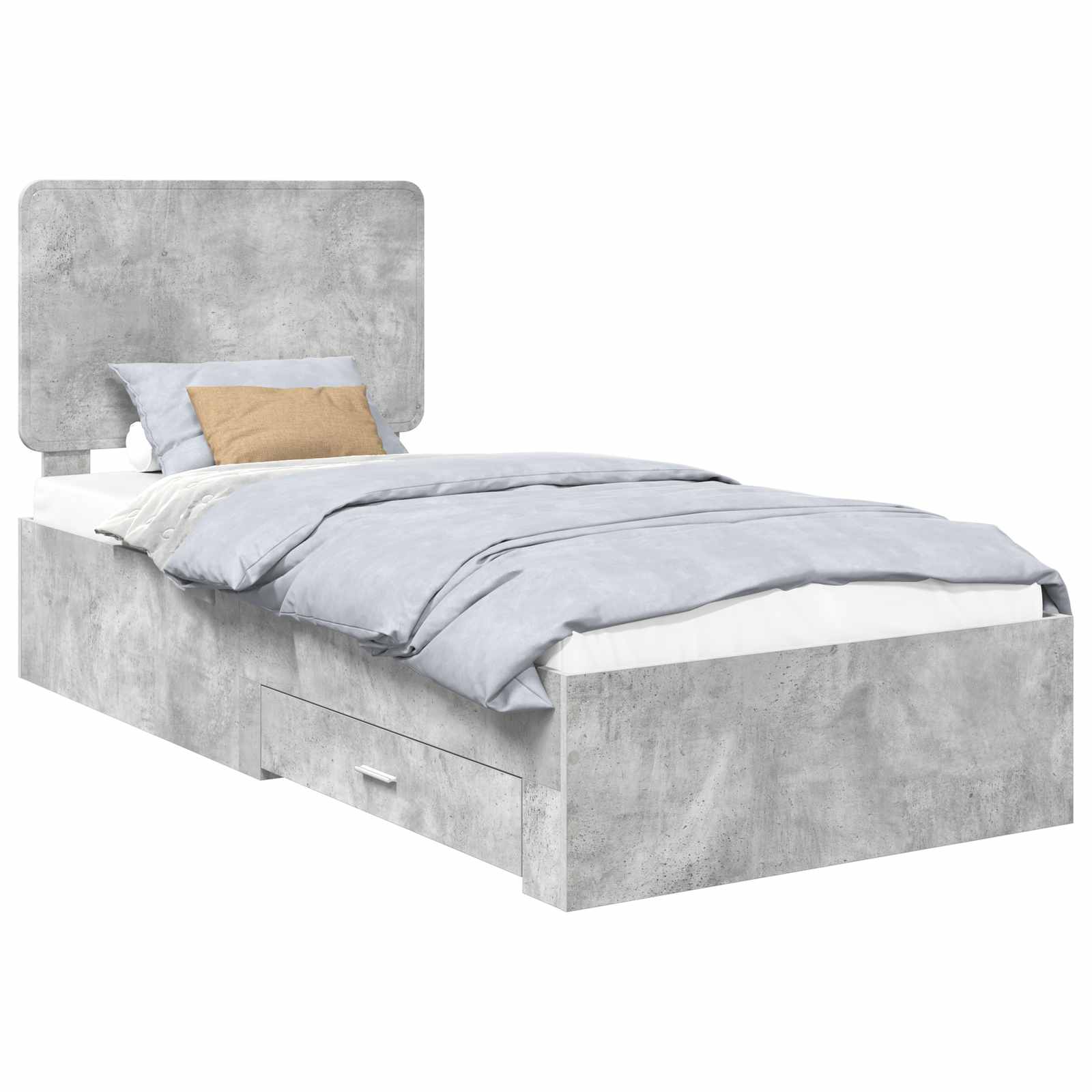 Cadre de lit gris béton 70 x 190 cm panneau de bois - 2