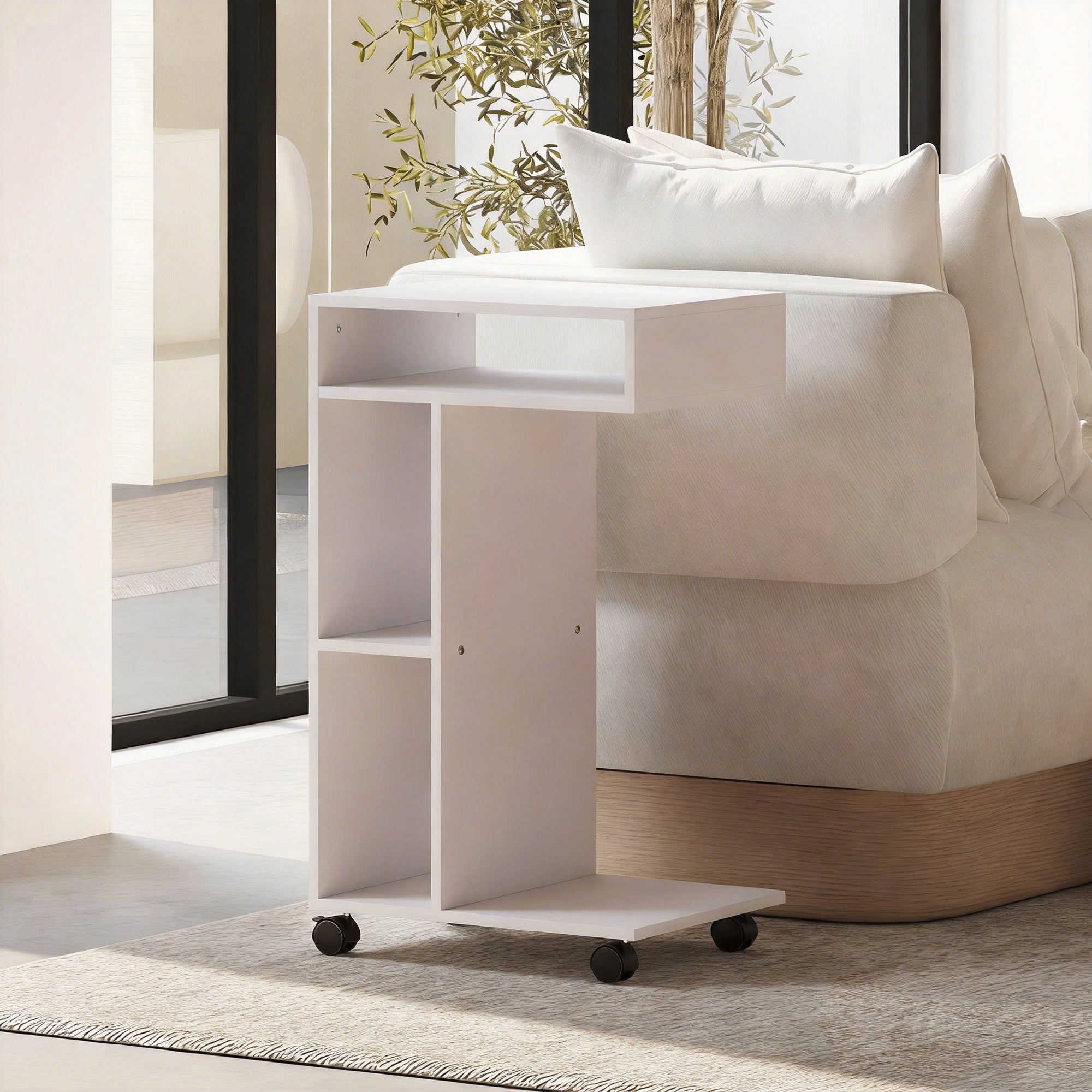 Homcom Mesa Auxiliar Melamina De Madera 40X30x69 Cm Blanco , Leroy Merlin