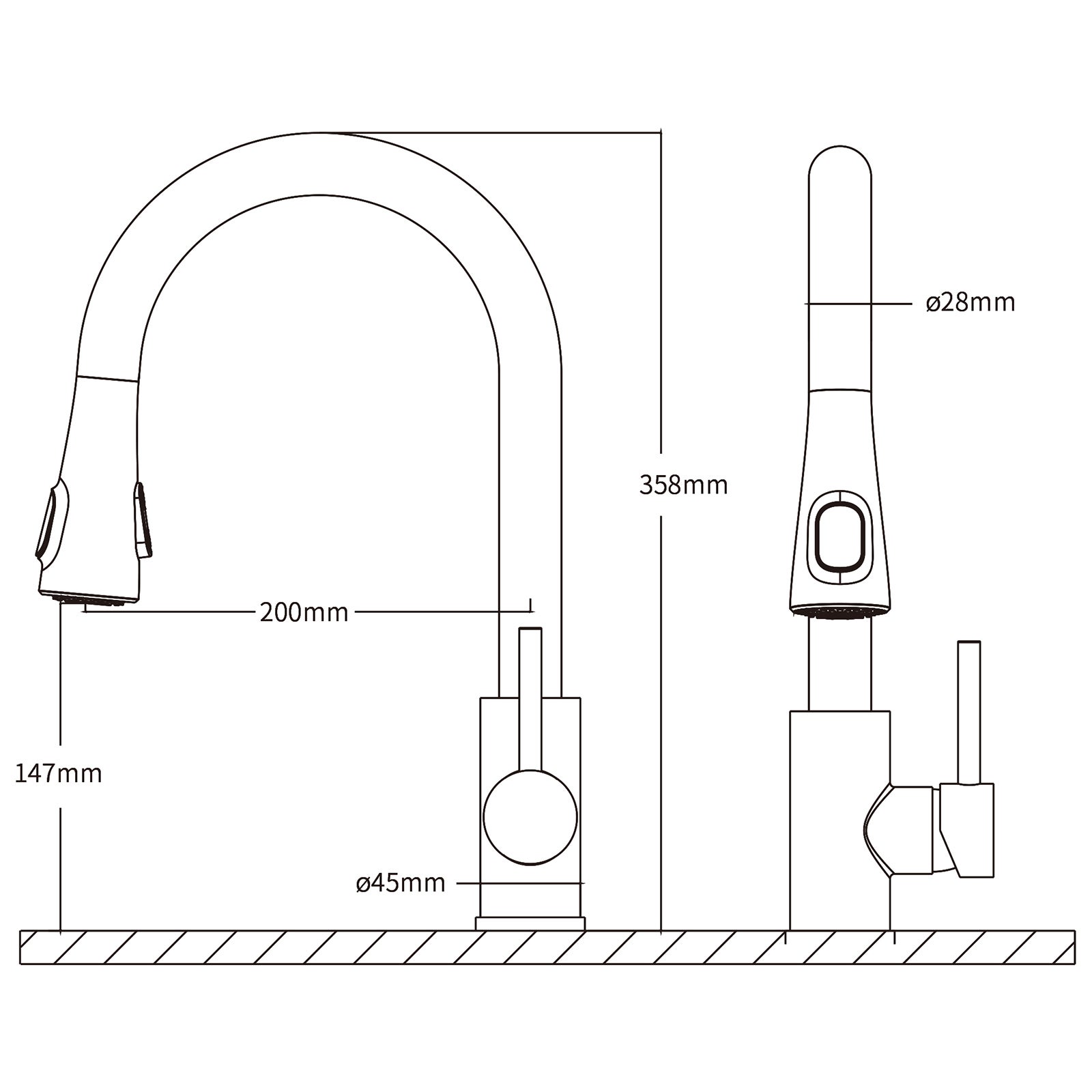 Mitigeur Cuisine en Inox avec Affichage Température LED, Robinet Évier Brossé Pivotant à 360° avec Douchette Extractible et 2 Modes de Jet - 8