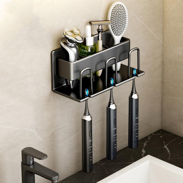 Porte-brosse à Dents Design Avec Base En Marbre Et Cadre Métal Antirouille – Rangement élégant Pour Salle De Bain