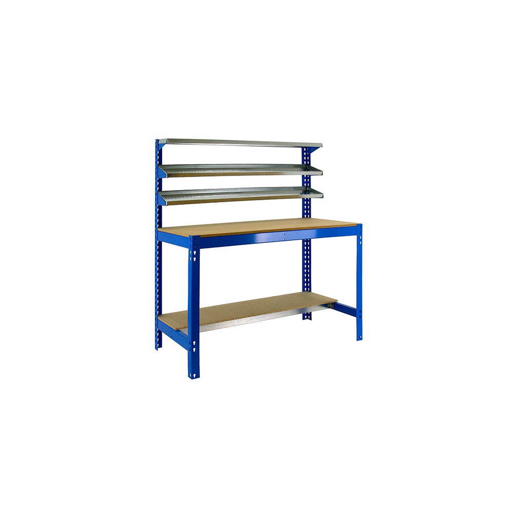 Bancada de trabalho SIMONWORK com 5 prateleiras (144,5x121x61cm) AZUL E MADEIRA - 6