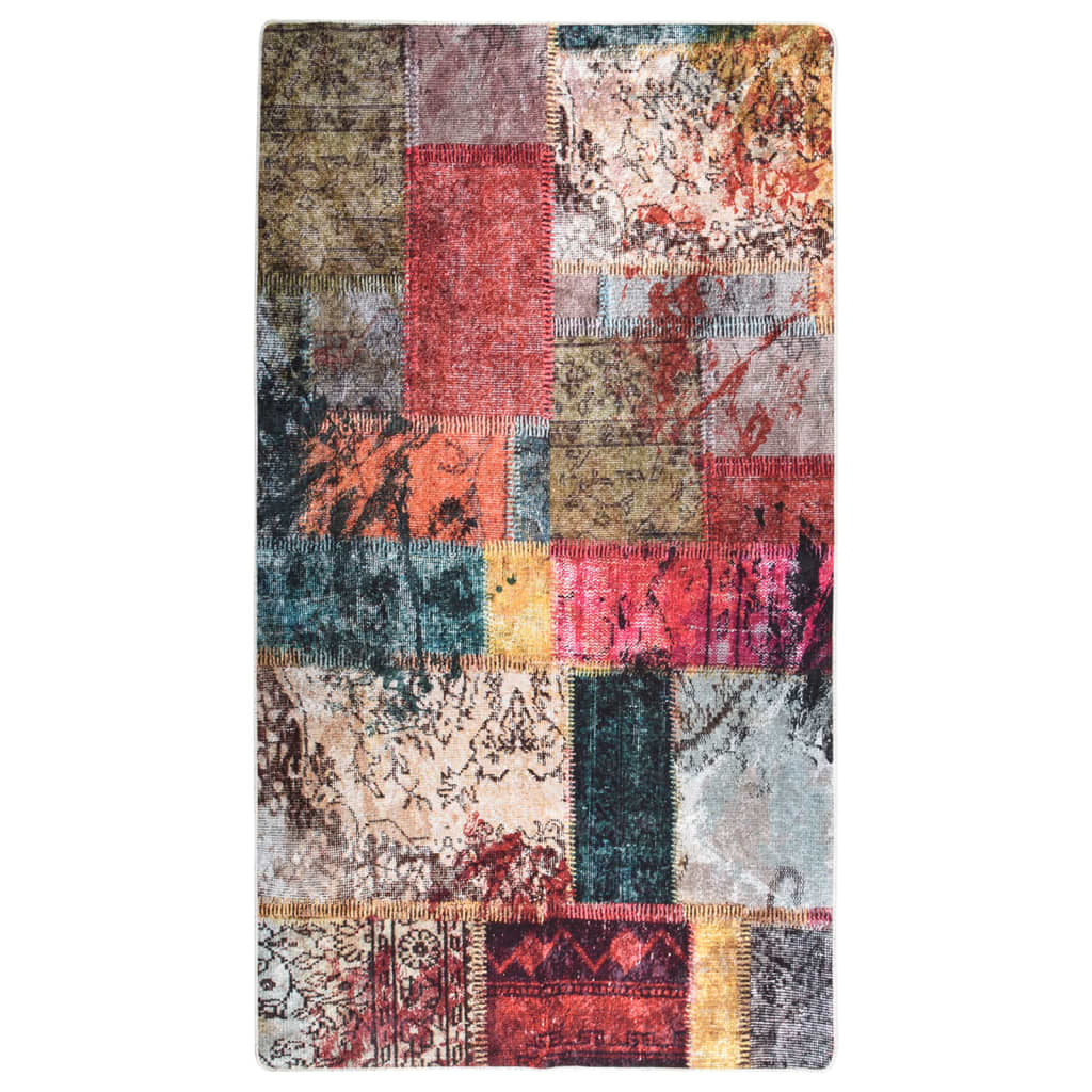 Grand Tapis Patchwork Multicolore Lavable 120x170 Cm - Antidérapant Et Doux