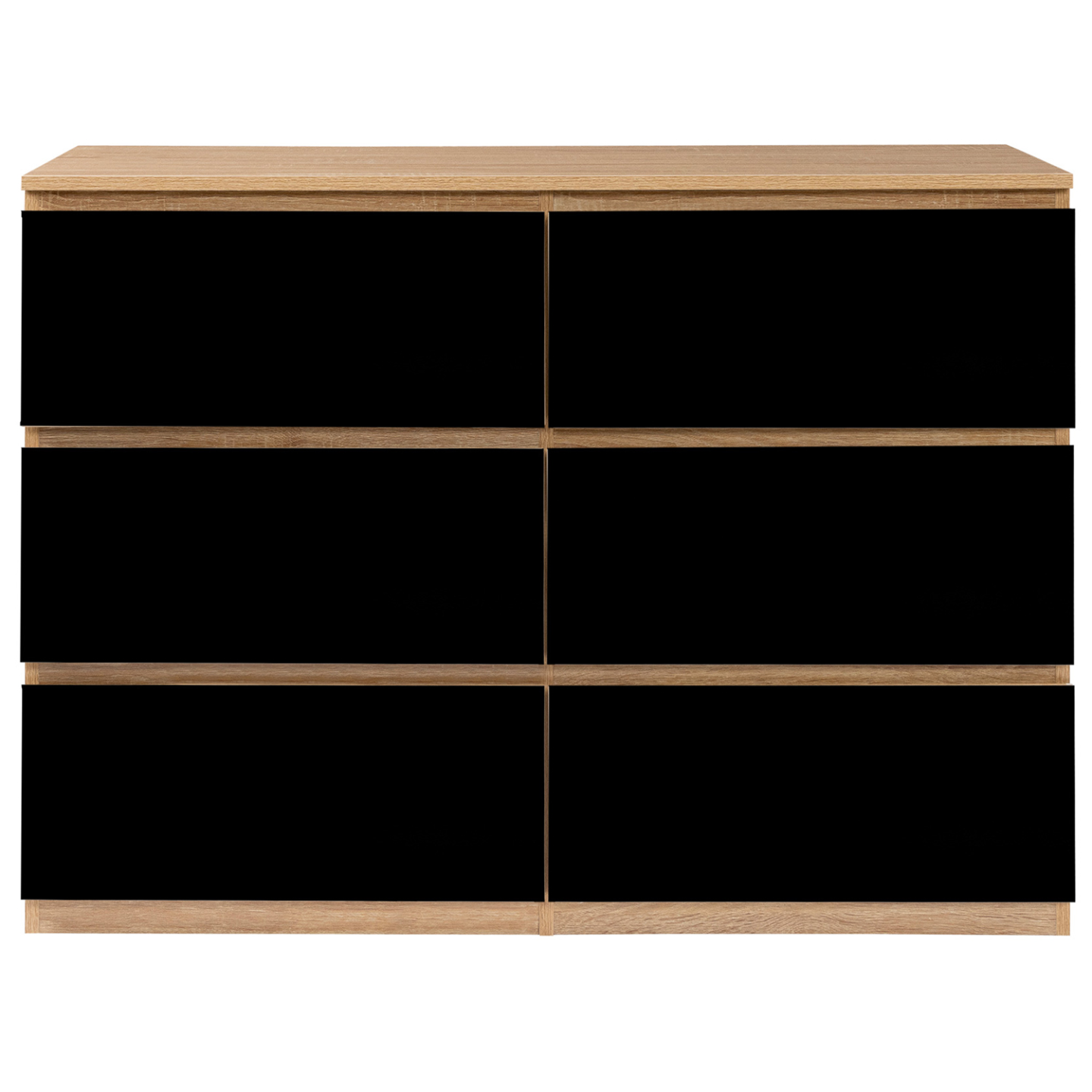 Commode 6 tiroirs TOMI 110 cm bois façon hêtre et noir - 3