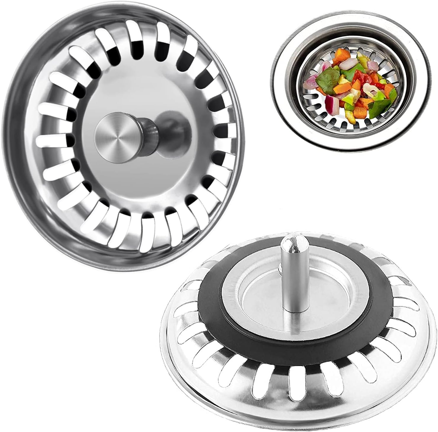 SEWOART Lot De 2 Filtres De Vidange En Acier Inoxydable 304 Pour Évier Salle De Bain Et Cuisine - Anti-Cheveux Et Débris