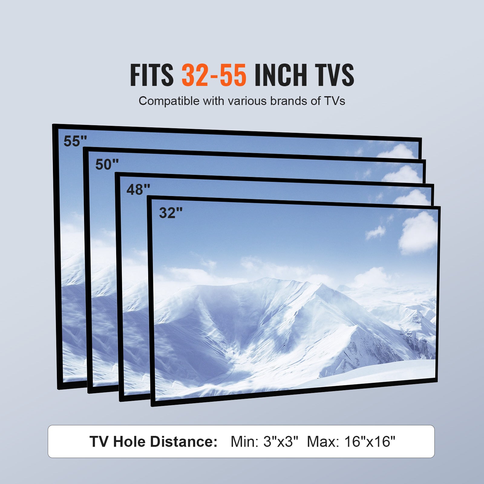Support TV sur Pied VEVOR pour Televisions de 32 a 55 pouces Meuble TV sur Pied Pivotant a ± 40° Hauteur Reglable 61,5-67 cm Pied TV Universel Chargea - 6
