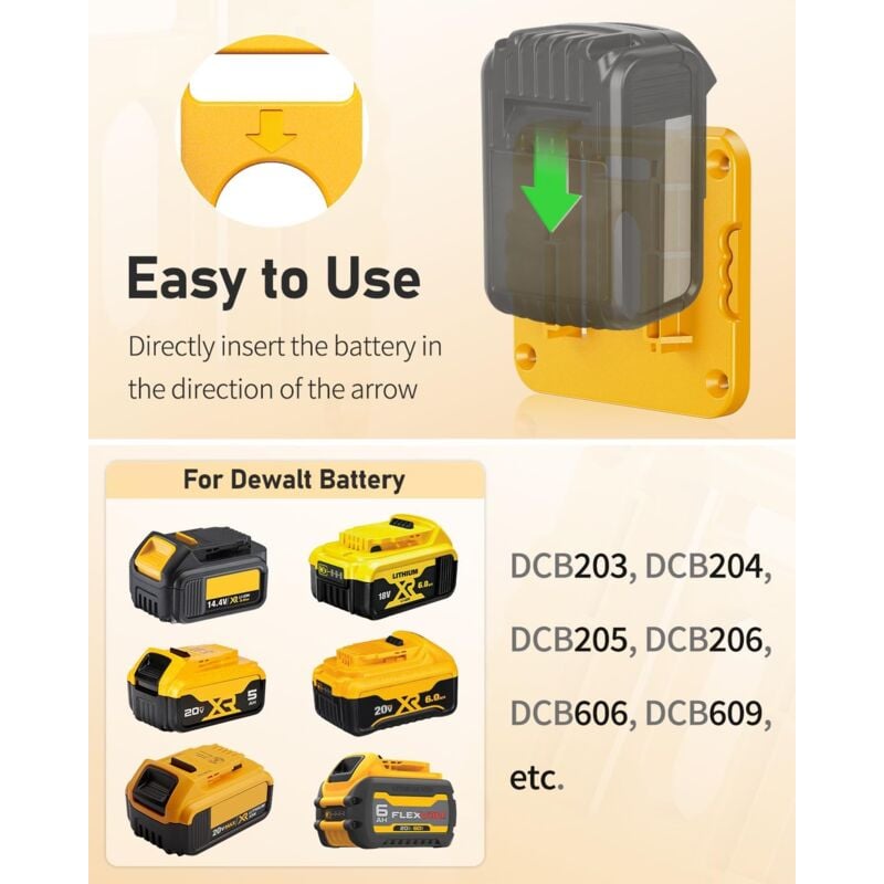 StealthMounts BM DW20 BLK 6   Supports de batterie StealthMounts DeWalt 20v   6 pièces