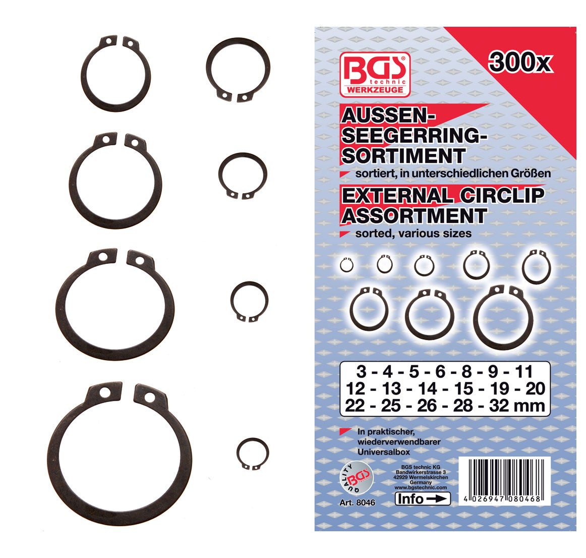 CIRCLIPS EXTERIEURS DE 3 A 32 ASSORTIMENT DE 300 CIRCLIPS | Leroy Merlin