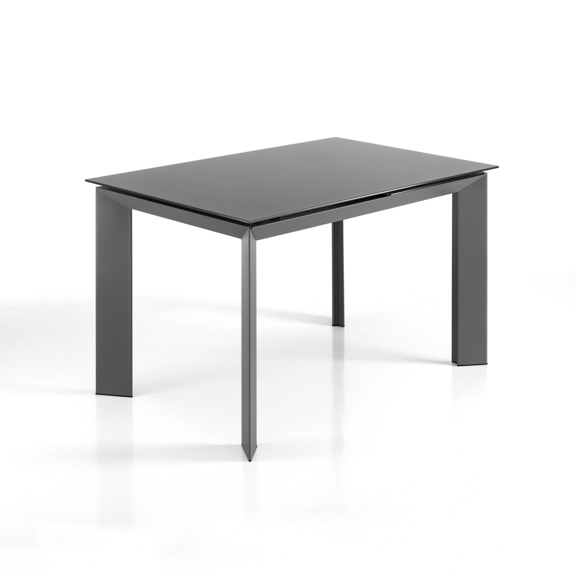 Stół rozkładany BLADE 120 GREY szkło szare i metal L120/170 D80 H76 do jadalni