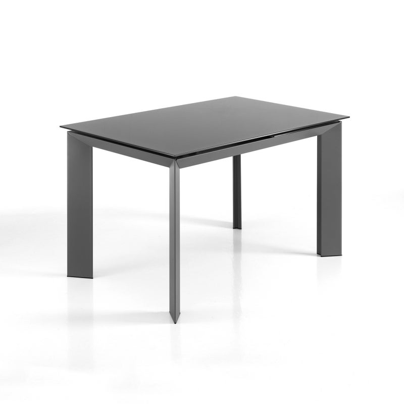 Stół rozkładany BLADE 120 GREY szkło szare i metal L120/170 D80 H76 do jadalni