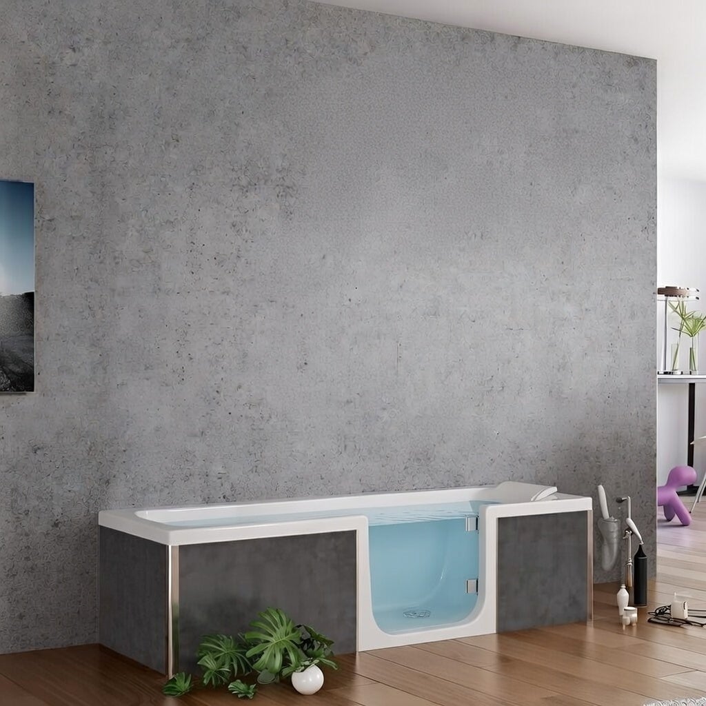 Baignoire à porte KINEDO Duo 180x80 espace bain à gauche espace douche à droite (baignoire livrée seule avec coussin et vidage) - 2
