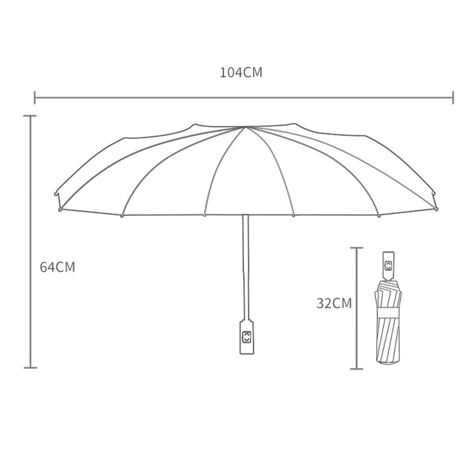Parapluie automatique 12 baleines, protection solaire, pluie, double usage, protection UV, coupe-vent, utilisation à une main pour les voyages - 3