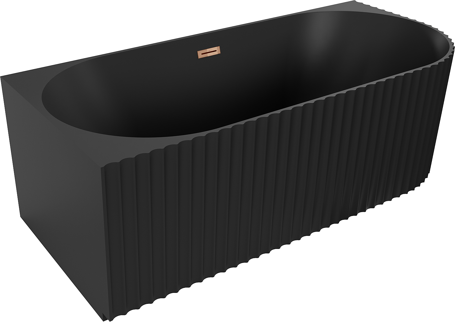 Mexen Gia wanna wolnostojąca narożna ryflowana lewa 170 x 80 cm, czarna mat, przelew różowe złoto - 52701708071L-60