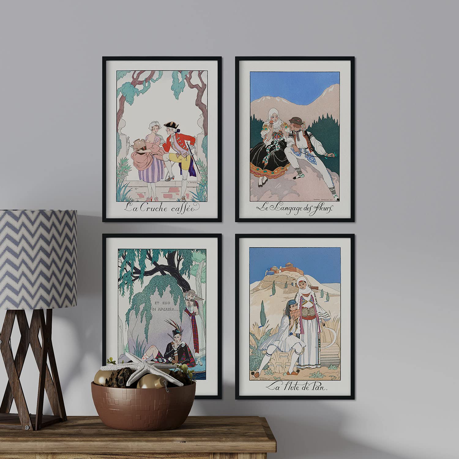 Set de láminas vintage pareja 2. pósteres con las ilustraciones art deco de george barbier. sin marco - a3