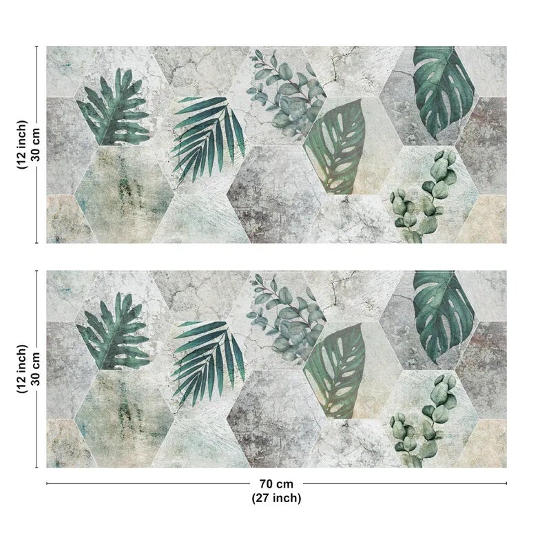 Crédence de salle de bain en PVC floral vert 140x30 cm (en 2 bandeaux) - Mix Végetal - 3