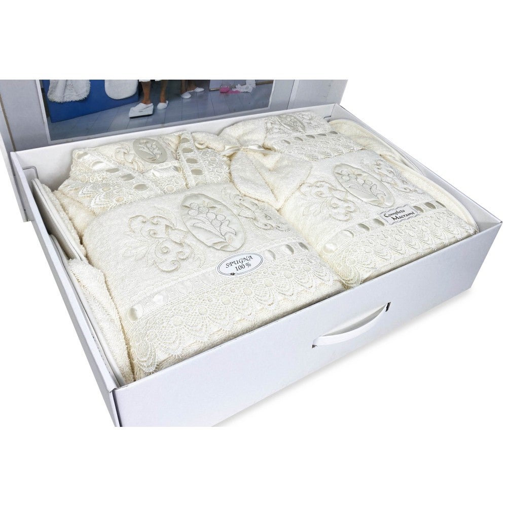 SALLE DE BAIN EN SPUGNA Brodé de dentelle Macramé 14 PIÈCES IDÉE DE MARIÉE - 4