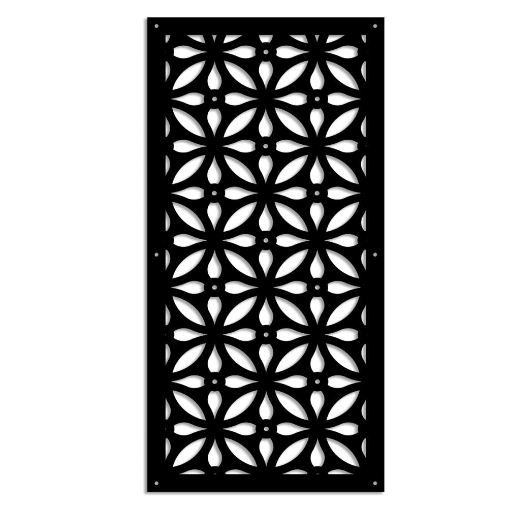 TELLY - Panel perforowany z PVC - Osłona przeciwsłoneczna - Rozmiar 73x148 cm - Grubość 1 cm - Kolor CZARNY