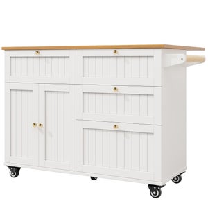 Îlot De Cuisine Mobile Avec Plateau Pliant - 120x70 Cm, Rangement, Roulettes, Design Bois Naturel Et Noir