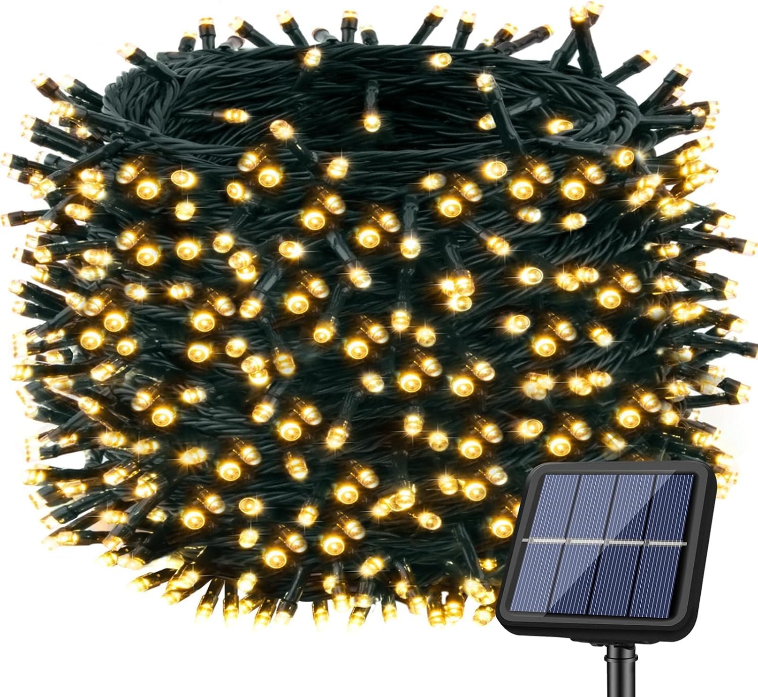 Solarne lampki choinkowe zewnętrzne 22+2M 200 LED IP65 8 trybów do ogrodu, na taras, Boże Narodzenie, ciepła biel