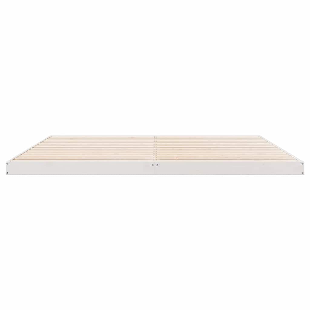 Cadre de lit au sol en pin massif blanc, pour la chambre, 180 × 220 cm - 5