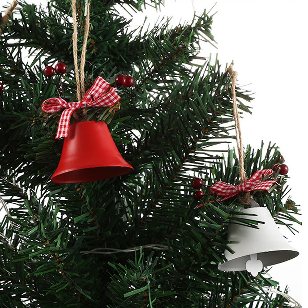 Cloche de noël pendentif rouge blanc vert, 3 pièces, cloches suspendues pour arbre de noël, décorations d'ambiance de noël - 3
