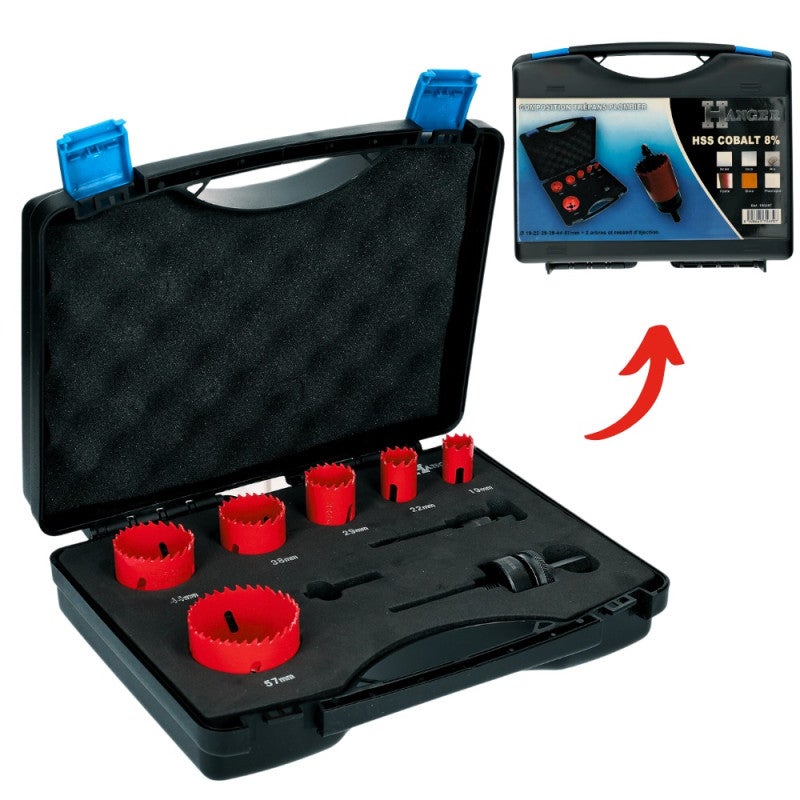 Coffret de 6 trépans HSS bi métal spécial plombier 19 à 57mm HANGER 150497 - 3