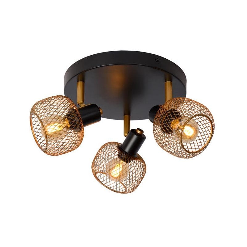 Lampa sufitowa MAREN czarno-złota 3xE14x40W metal wym:14,5x37x37cm IP20 Lucide