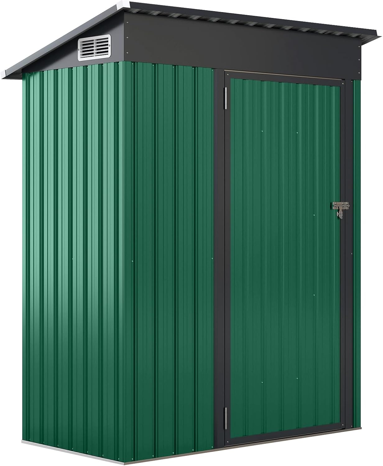 Metalowa Szopa Ogrodowa na Narzędzia z Pochyłym Dachem, 150 x 88 x 185 cm, Altana Ogrodowa z Otworem Wentylacyjnym, Idealna na Trawnik (Zielona)
