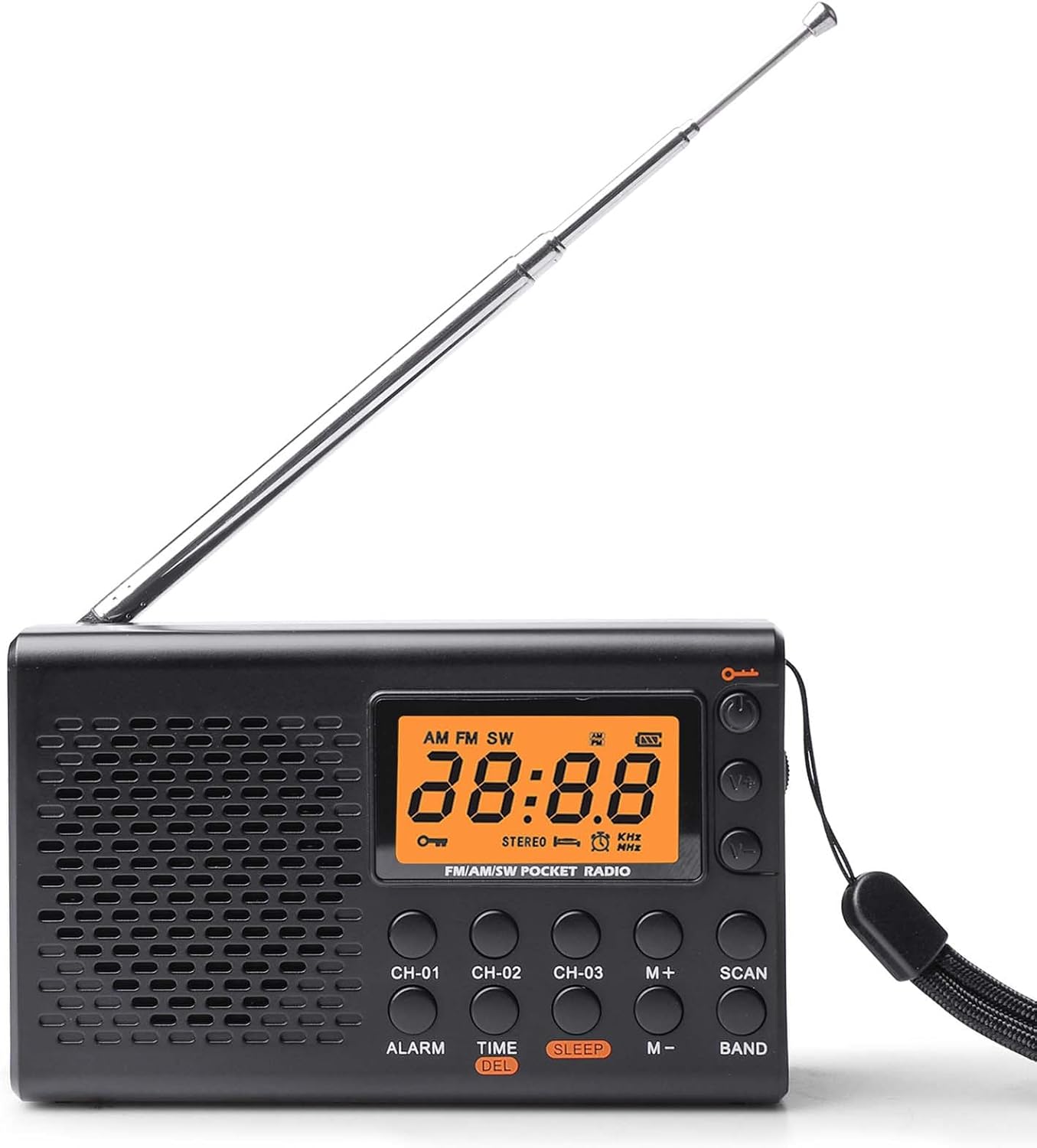 Radio portable AM FM SW 12 bandes à ondes courtes, écran LCD, réglage