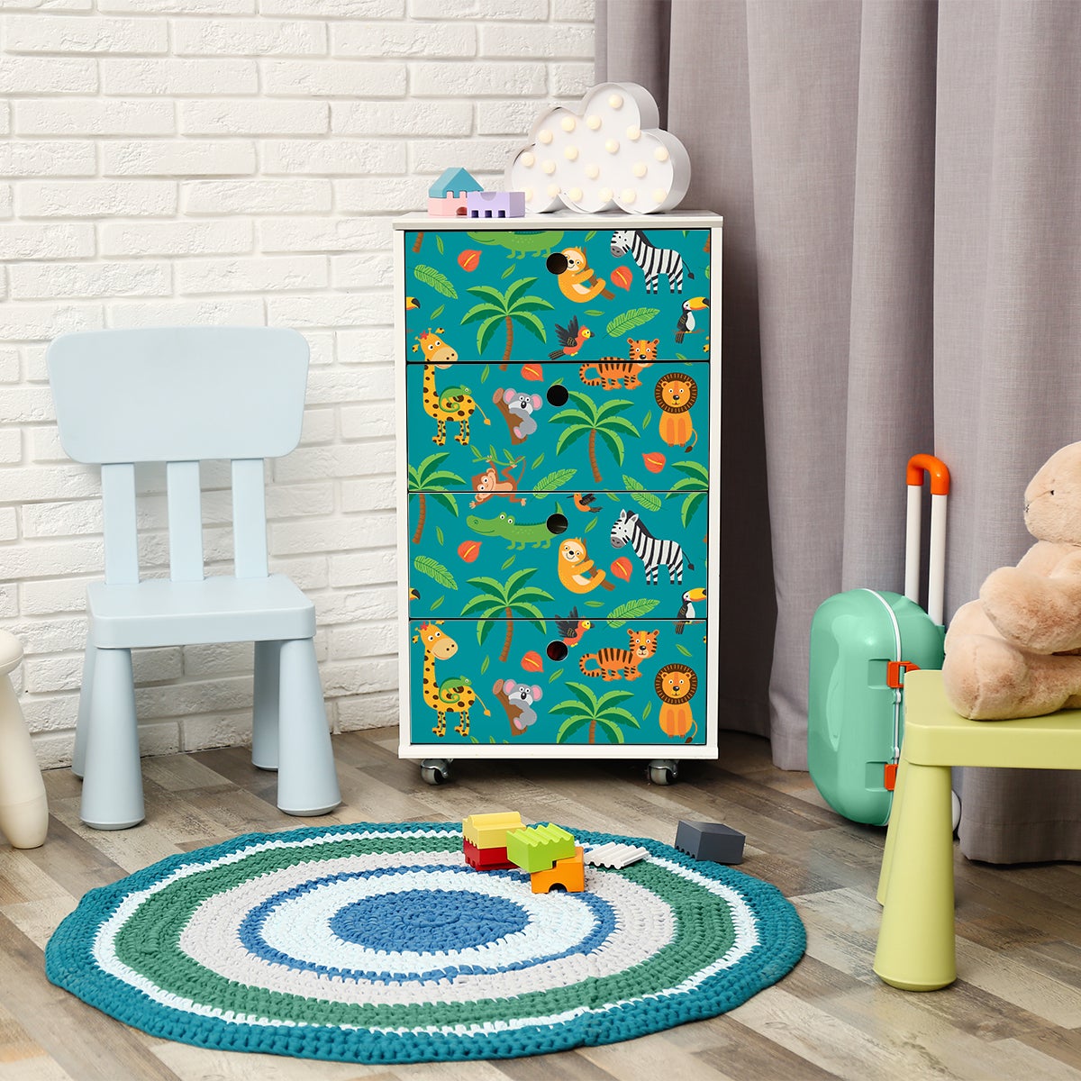 Pegatina muebles para niños animales tropicales - adhesivo de pared - revestimiento sticker mural decorativo - 60x90cm - 5