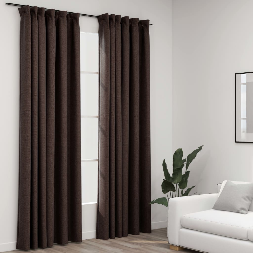 Zasłony stylizowane na lniane, 2 szt., taupe, 140x225 cm vidaXL