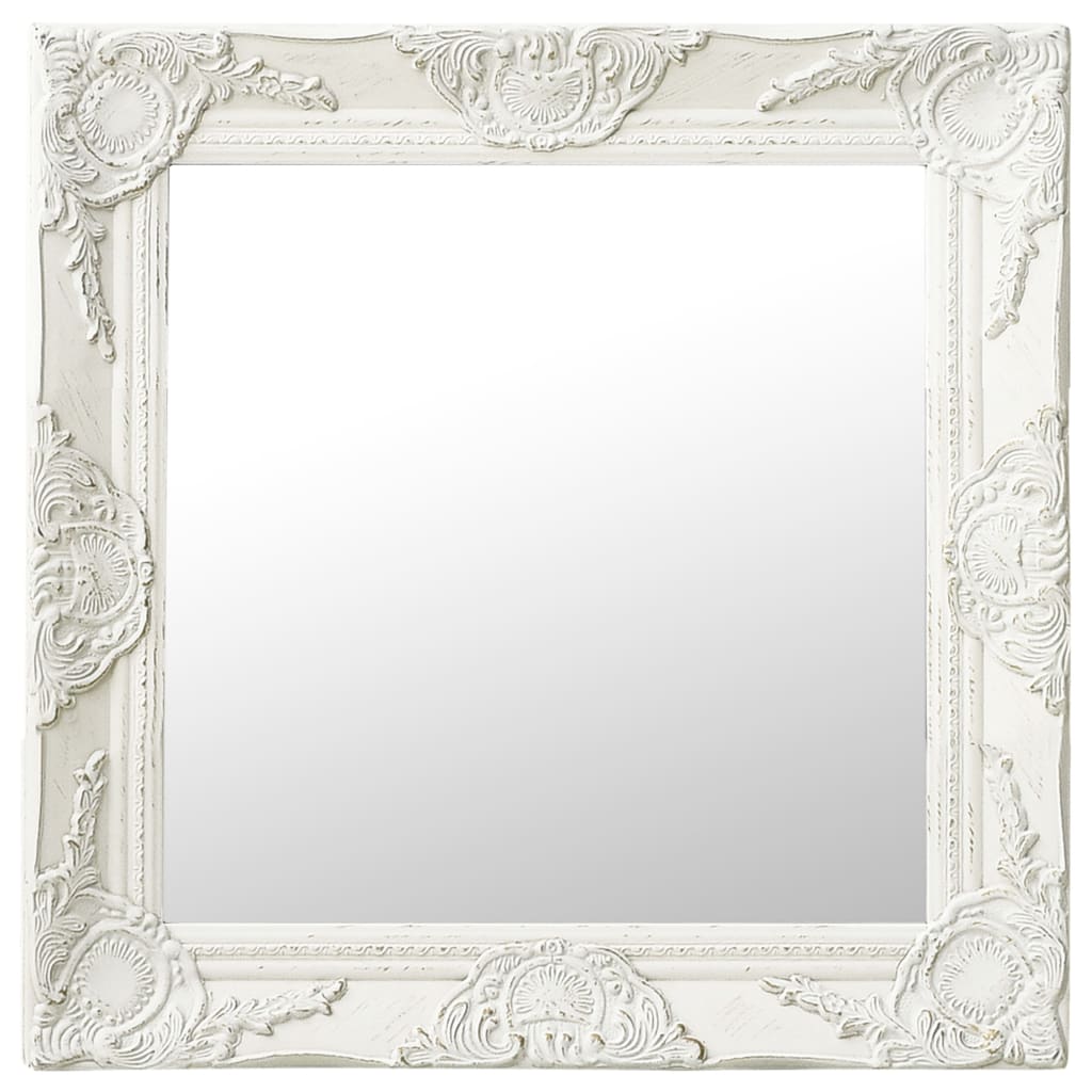 Miroir Mural Ovale Baroque Blanc Et Argenté - Dimensions 45x38 Cm (miroir 28x22 Cm) - Neuf Style Vintage