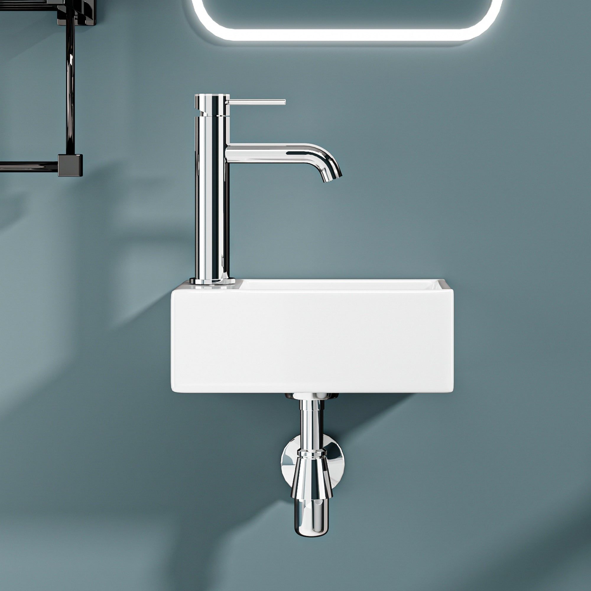 DILECI - Mini vasque lave-mains blanc sortie gauche (30*19*11cm) - MICRO - 7