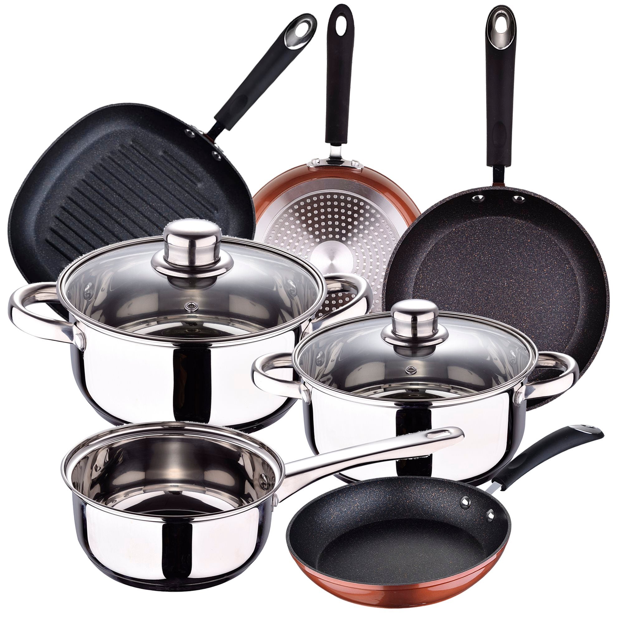 San Ignacio Batterie de cuisine 5 pièces en acier inoxydable avec set
