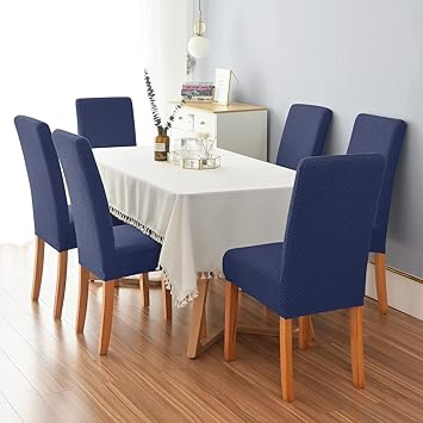 Set Di 4 Coprisedia Elasticizzati In Tessuto Morbido – Rimovibili E Lavabili Per Sala Da Pranzo, Matrimoni E Hotel (Blu) - 5