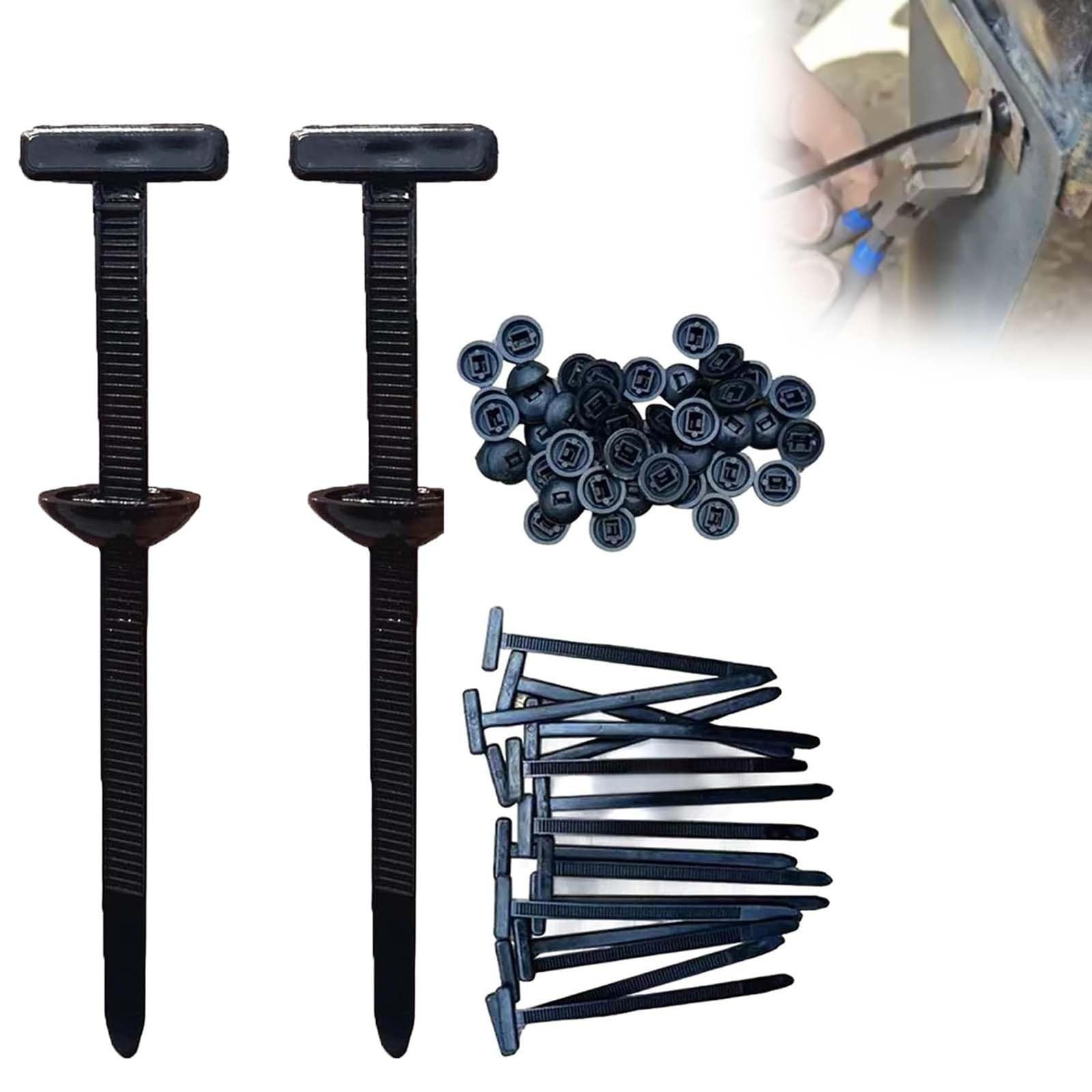 Lot de 100 attaches autobloquantes universelles en nylon, serre-câbles avec rivets en plastique, attaches polyvalentes pour réparation automobile - 2