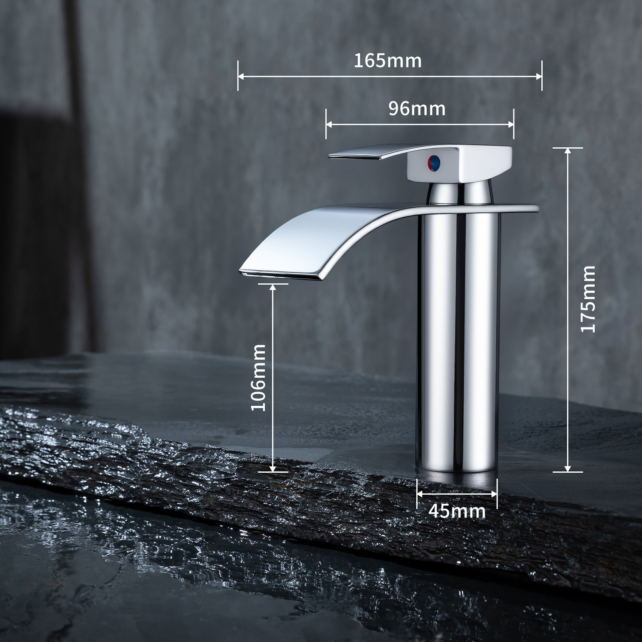 Robinet Salle de Bain Cascade Mitigeur de Lavabo Design Moderne pour Vasque Chromé en Inox - 7