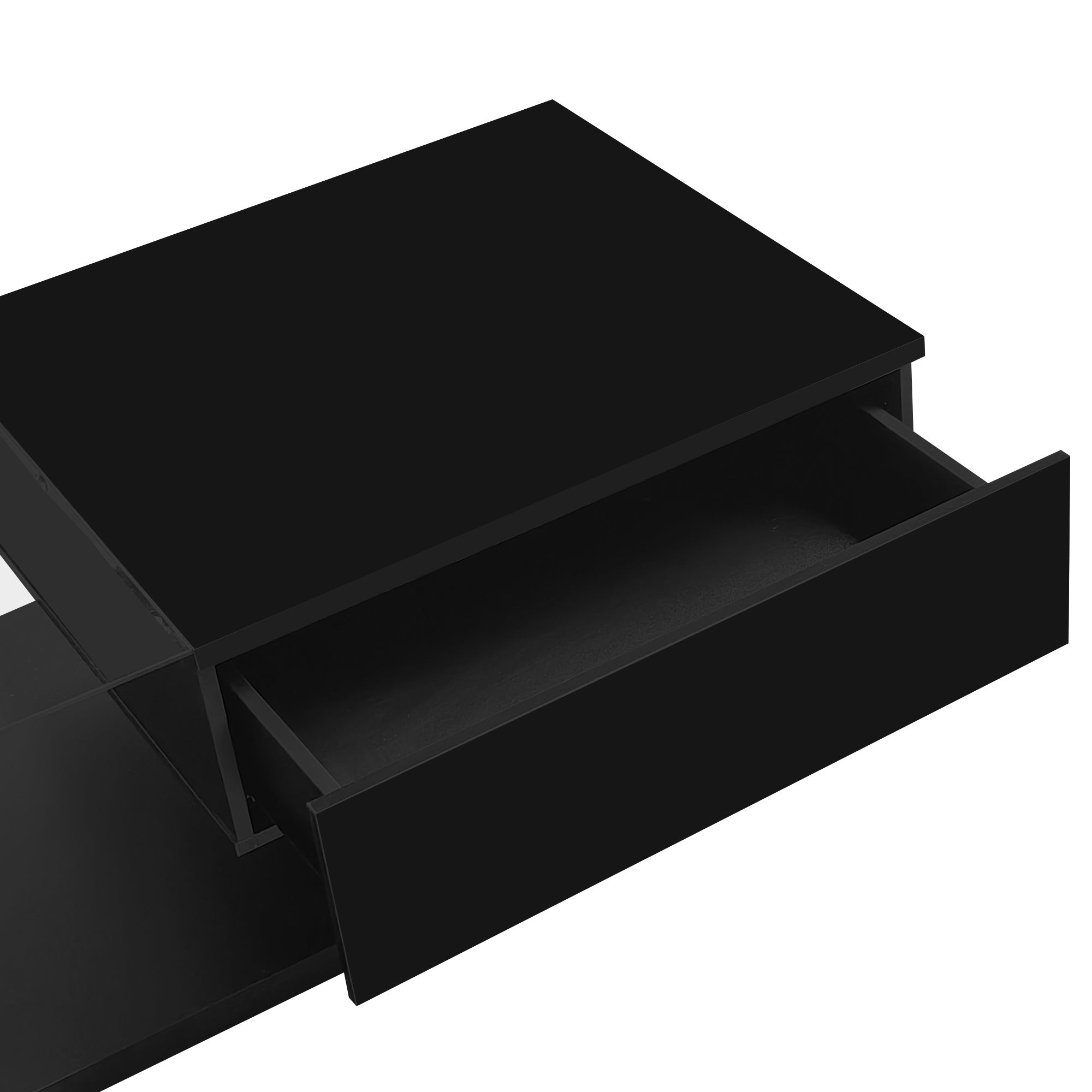 Table basse avec LED - en verre et panneaux de particules - Noir - 6